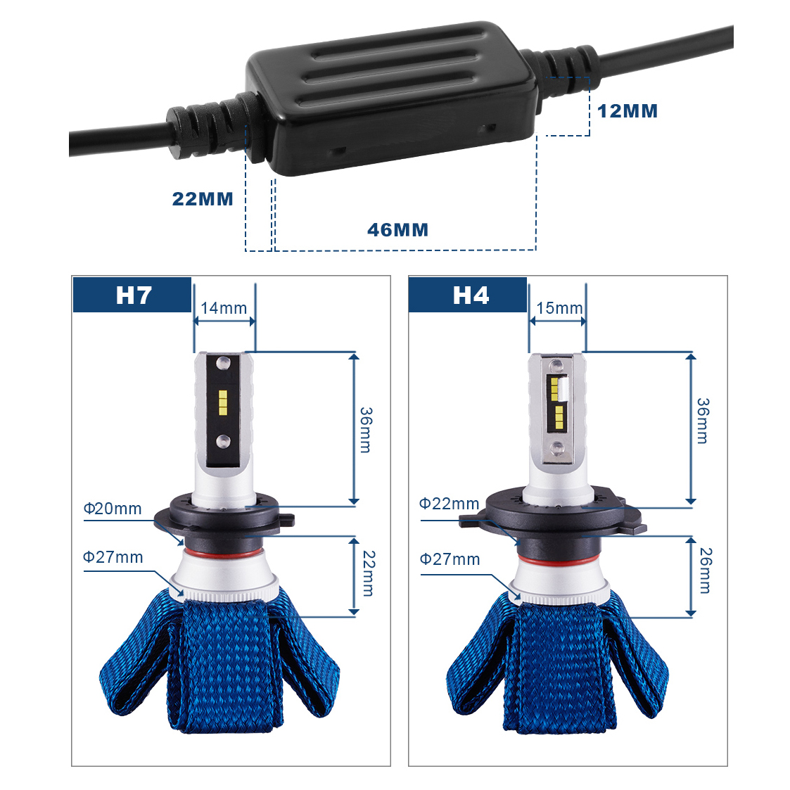 N5 Fanless Seoul Y22 Chips 9005/HB3 LED Headlight thumbnail 4