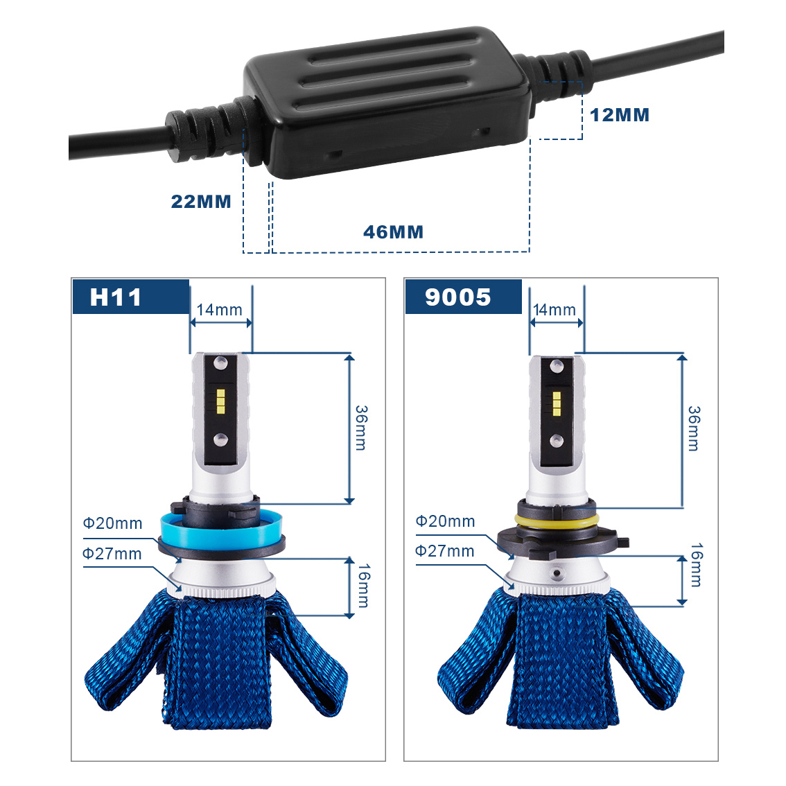 N5 Fanless Seoul Y22 Chips H8/H9/H11 LED Headlight thumbnail 4