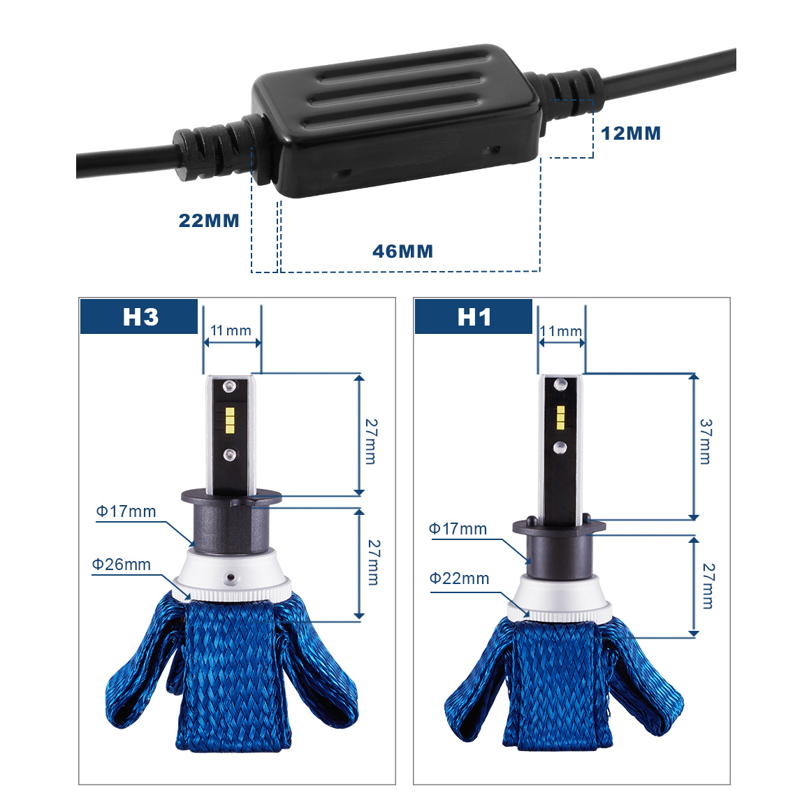 N5 Fanless Seoul Y22 Chips H3 LED Headlight thumbnail 4