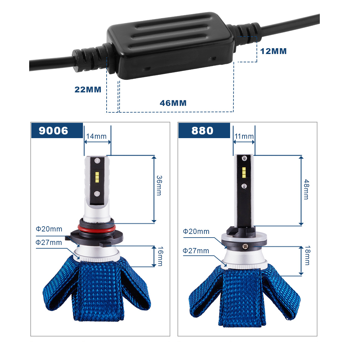 N5 Fanless Seoul Y22 Chips H27/880/881 LED Headlight thumbnail 4